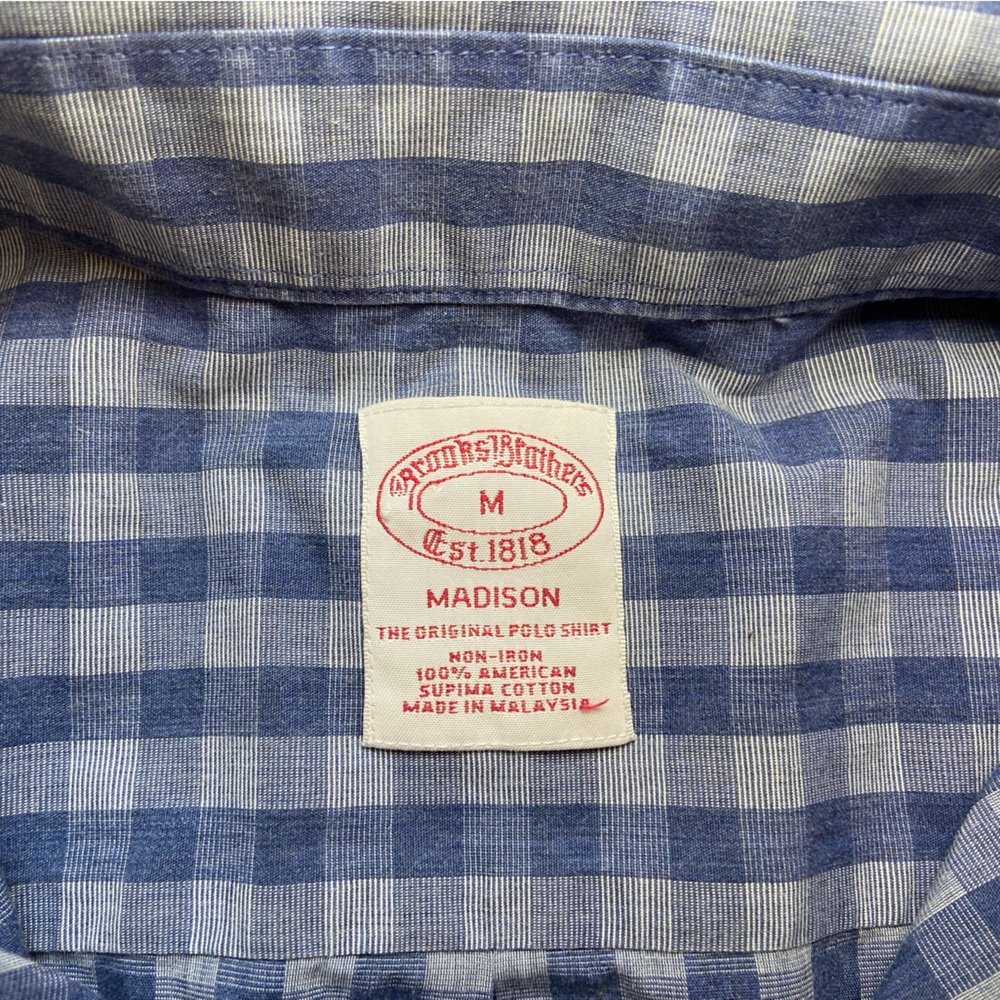 Brooks Brothers Madison Button Down Shirt Mens Sz M Blue Gingham Long Sleeve - Picture 5 of 7